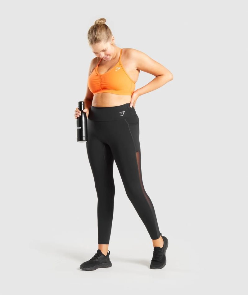 Women's Gymshark Training Mesh Pocket Leggings Black | CA 5NA163